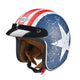 DOT Open Face Motorcycle Helmet American Flag with Visor