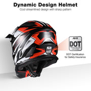 DIY Womens Motocross Helmet Full Face DOT Black Red