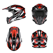 DIY Womens Motocross Helmet Full Face DOT Black Red