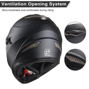 AHR Full Face Dual Visors DOT Motor Helmet Matte Black