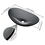 DIY Bathroom Sink Tempered Glass Countertop Sink Oval Gray 22x14"