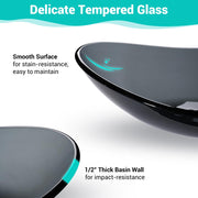 DIY Bathroom Sink Tempered Glass Countertop Sink Oval Gray 22x14"