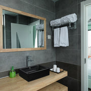 DIY Rectangle Vessel Porcelain Sink Black w/ Overflow Drain