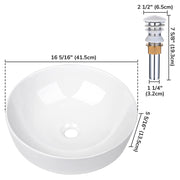 Aquaterior Bowl Sink with Drain & Strainer Round 16"