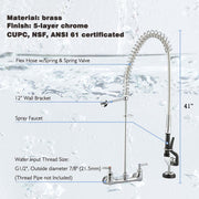 DIY Commercial Kitchen Pre-Rinse Faucet 8" Center 41" Height