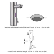 Auto Sensor Touchless Bathroom Faucet Hot & Cold 8"