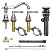 DIY Bathroom Widespread Faucet with Drain 2-Handle 6"H