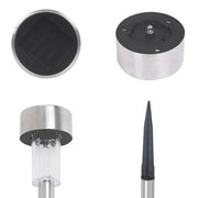DIY 6x Solar LED White Outdoor  Path Light Stainless Silver