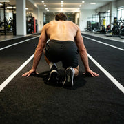DIY HybridLane Black Indoor Gym Turf with White Border Lines, 61oz