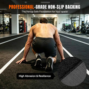 DIY HybridLane Black Indoor Gym Turf with White Border Lines, 61oz