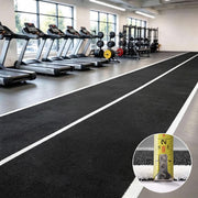 DIY HybridLane Black Indoor Gym Turf with White Border Lines, 61oz
