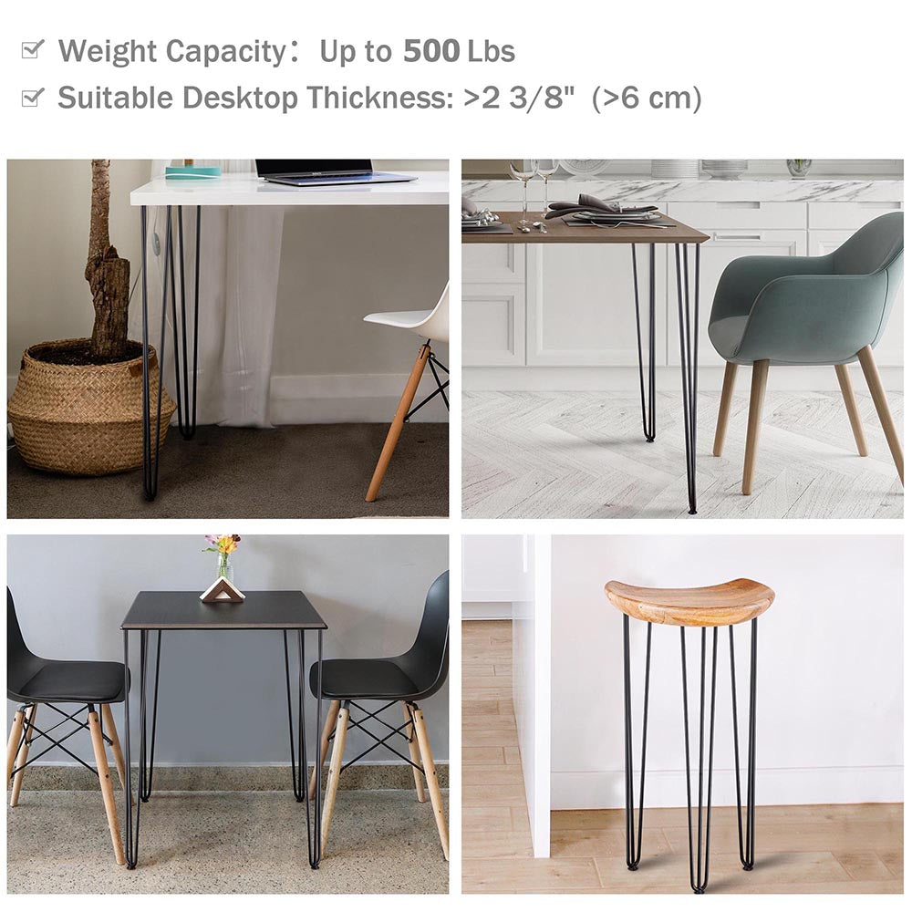 DIY 34 Inch Hairpin Legs, Set(4), 3-Rod, Black - Main Image