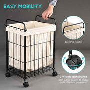 DIY Rolling Laundry Hamper Metal Frame & Canvas Basket 16x12x24