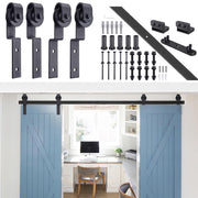 DIY 6.6' Bypass Sliding Single Track Barn Double Door Hardware Set