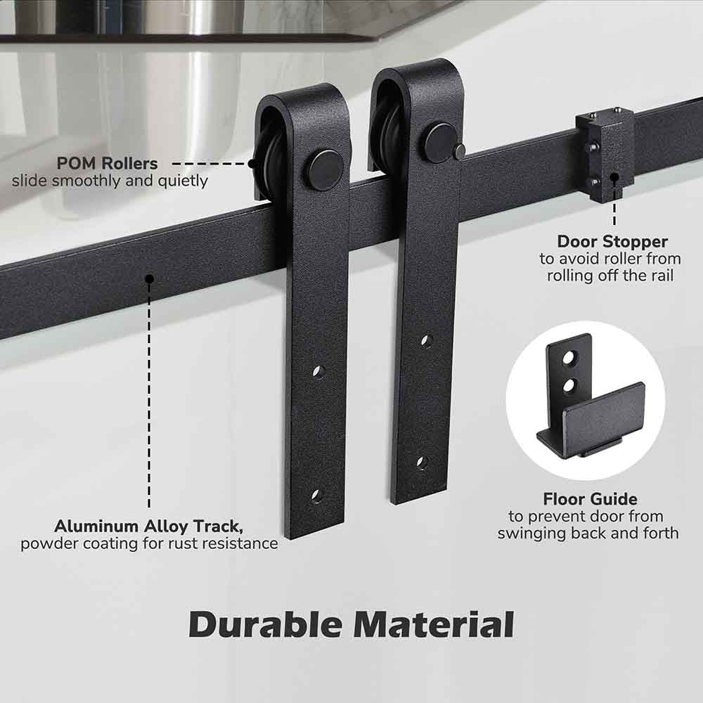 DIY 5 Single Sliding Barn Door Hardware Set Cabinet Roller Track The   06sdo016 5ft 06.v1 A203 