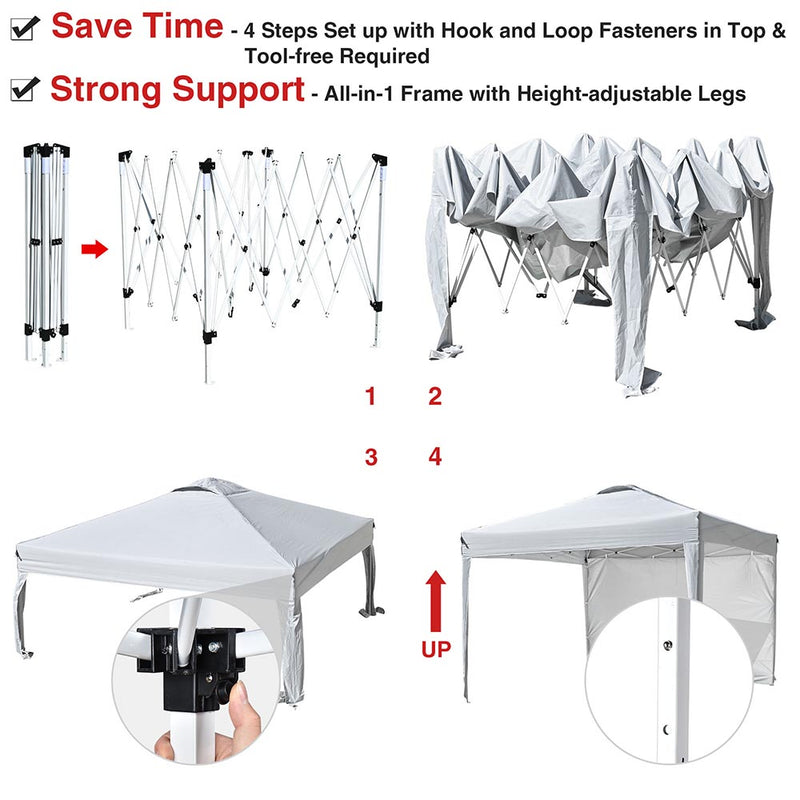 10x10ft Easy Pop Up Tent Canopy WeightBags Air Vent (9'7"x9'7")