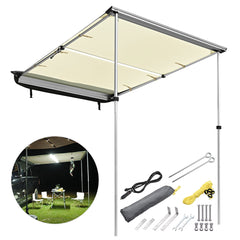 DIY Car Awning with LED Light Rear Side Tent 6' 7