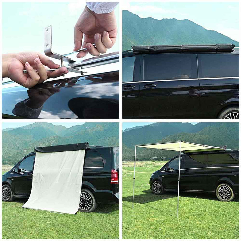 DIY Car Awning with LED Light Rear Side Tent 6' 7" x 4' 7"