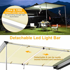 DIY Car Awning with LED Light Rear Side Tent 6' 7