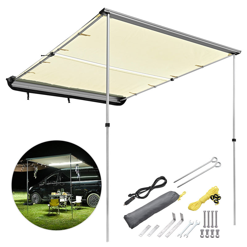DIY Car Awning with LED Light Car Side Tent 8' 1" x 6' 7"