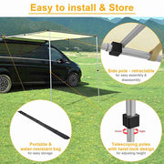 DIY Car Awning with LED Light Car Side Tent 8' 1" x 7' 1"