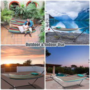 DIY Quited Hammock with Stand Net for 2-Person Backyard Indoor