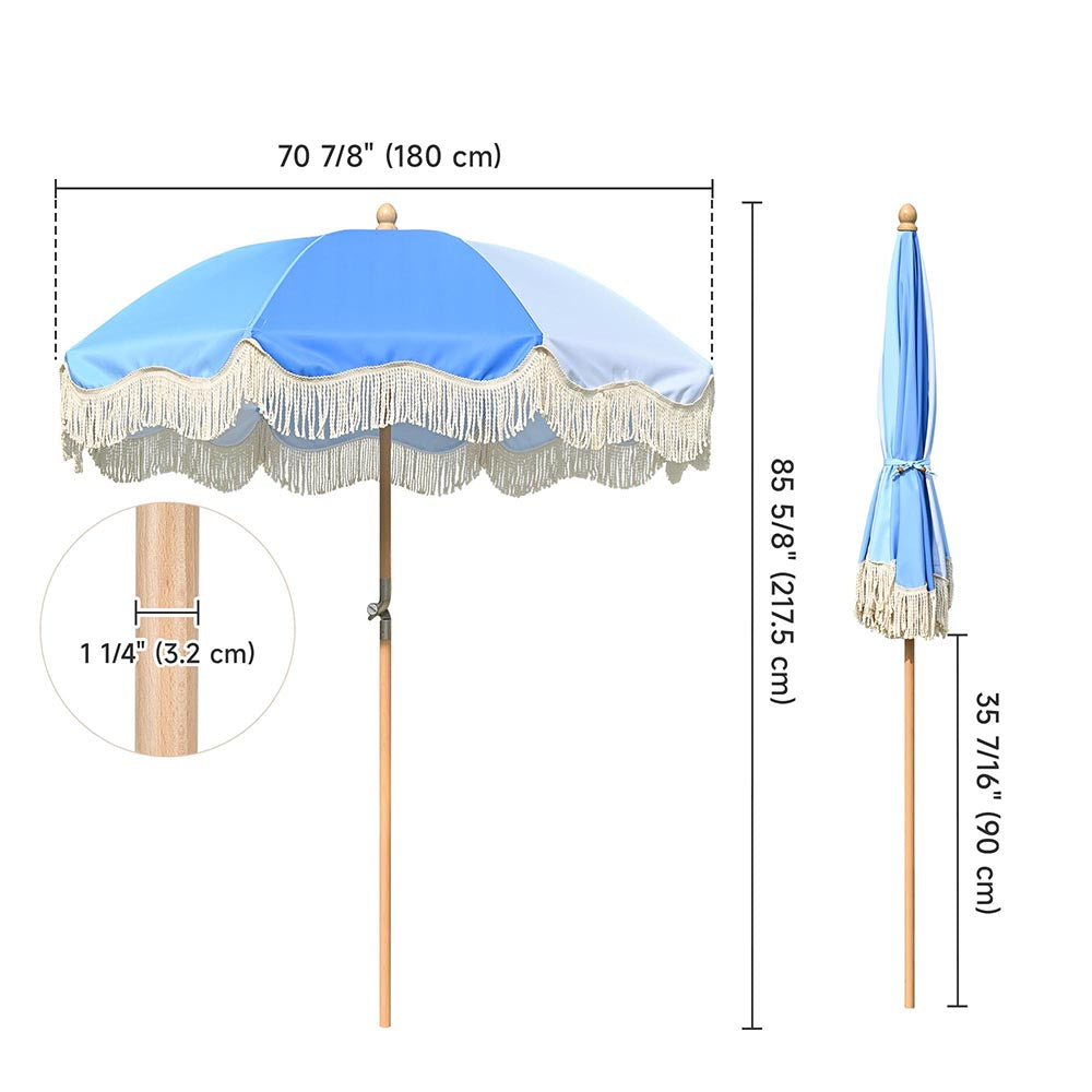 6.5 foot patio umbrella DIY 6 Foot Palm Springs Wooden Patio Umbrella Tilt Blue Lagoon