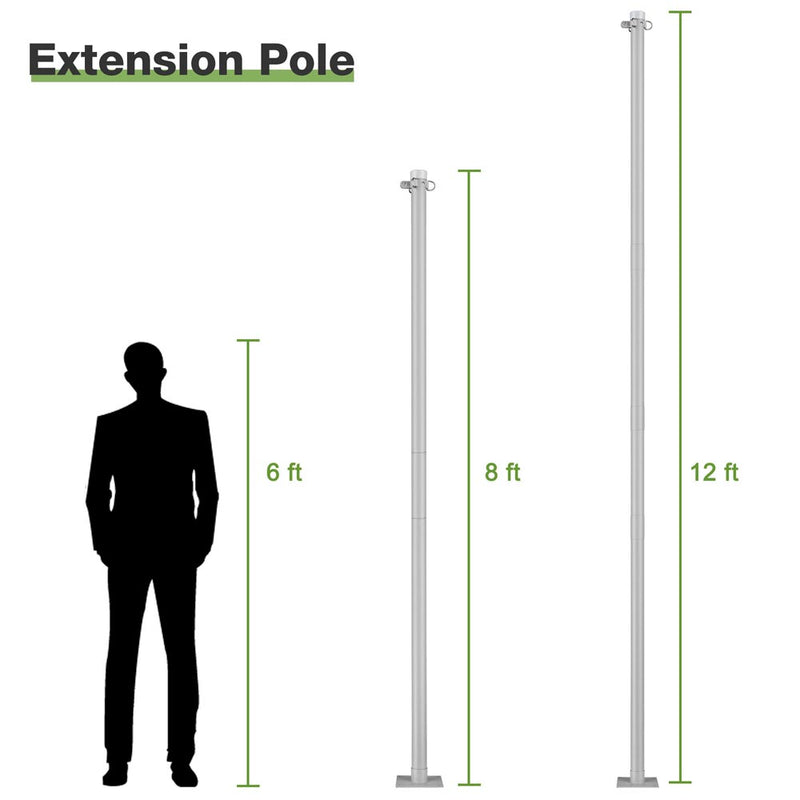 DIY Sun Sail Posts Pole Kit (Base, Extension & D-Ring Clamp)