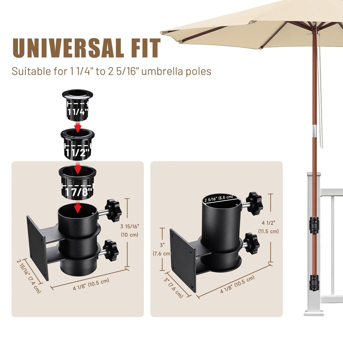 attaching patio umbrella to deck DIY Patio Umbrella Holder attach to Chairs, Deck Railing (D2 5/16")