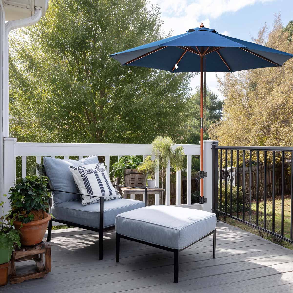 deck mount patio umbrella DIY Patio Umbrella Holder attach to Chairs, Deck Railing (D2 5/16")