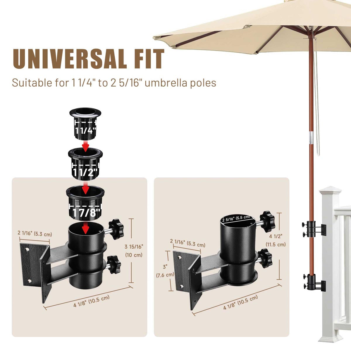 diy patio umbrella pole DIY Patio Umbrella Holder attach to Chairs, Deck Railing (D2 5/16")