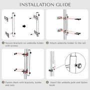 DIY Deck Railing Umbrella Holder Vertical Mount D1 9/16" Poles