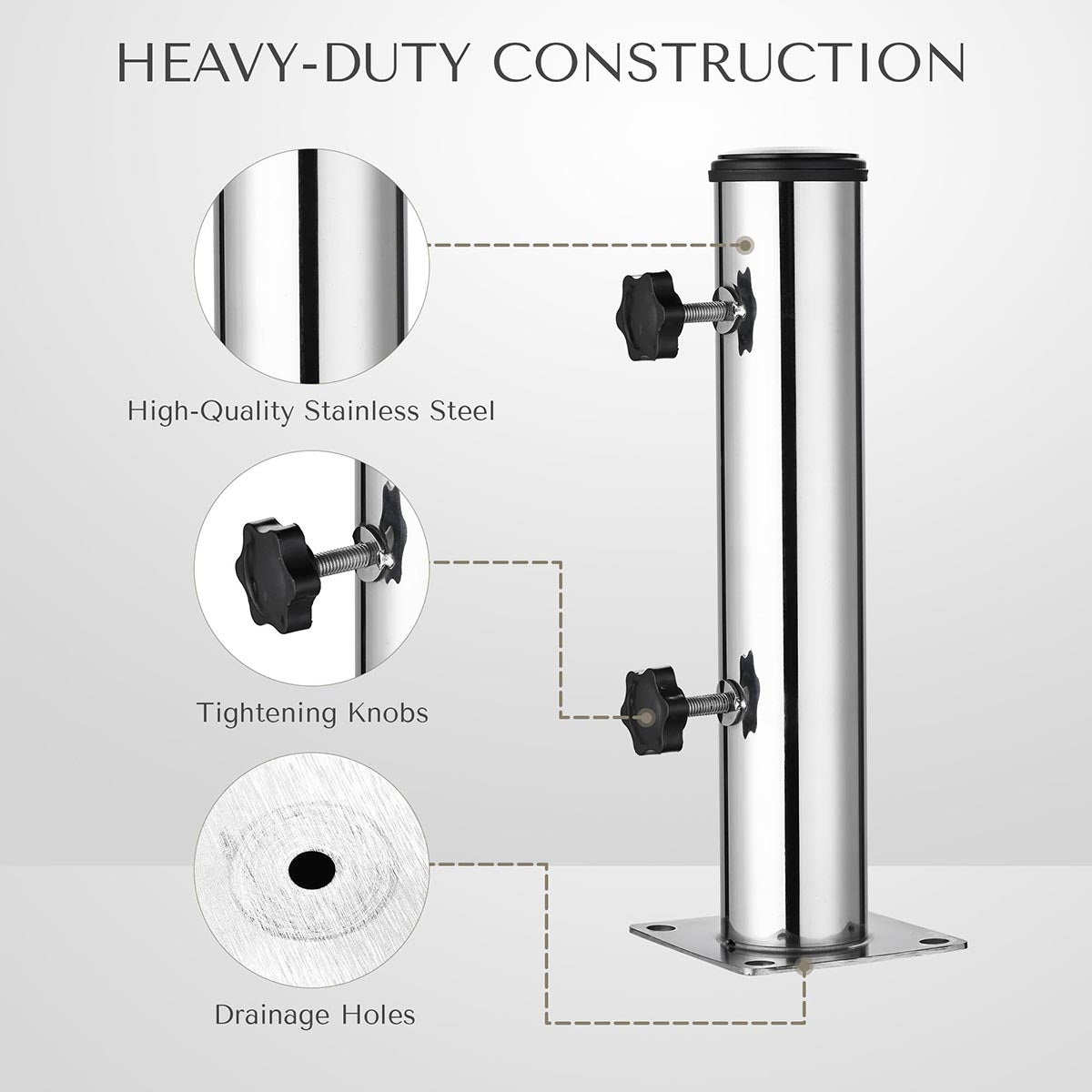 heavy duty patio umbrella holder DIY Stainless Steel Umbrella Base Deck/Concrete Mount D 2 1/8"