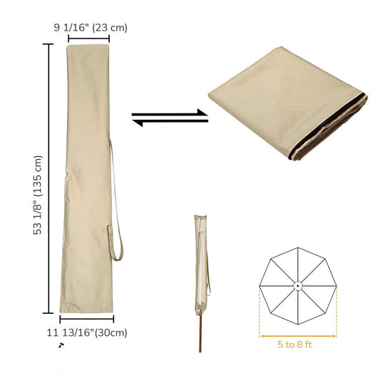 Outdoor Umbrella Cover w/ Zipper Rod fits for 7' to 13' Umbrellas