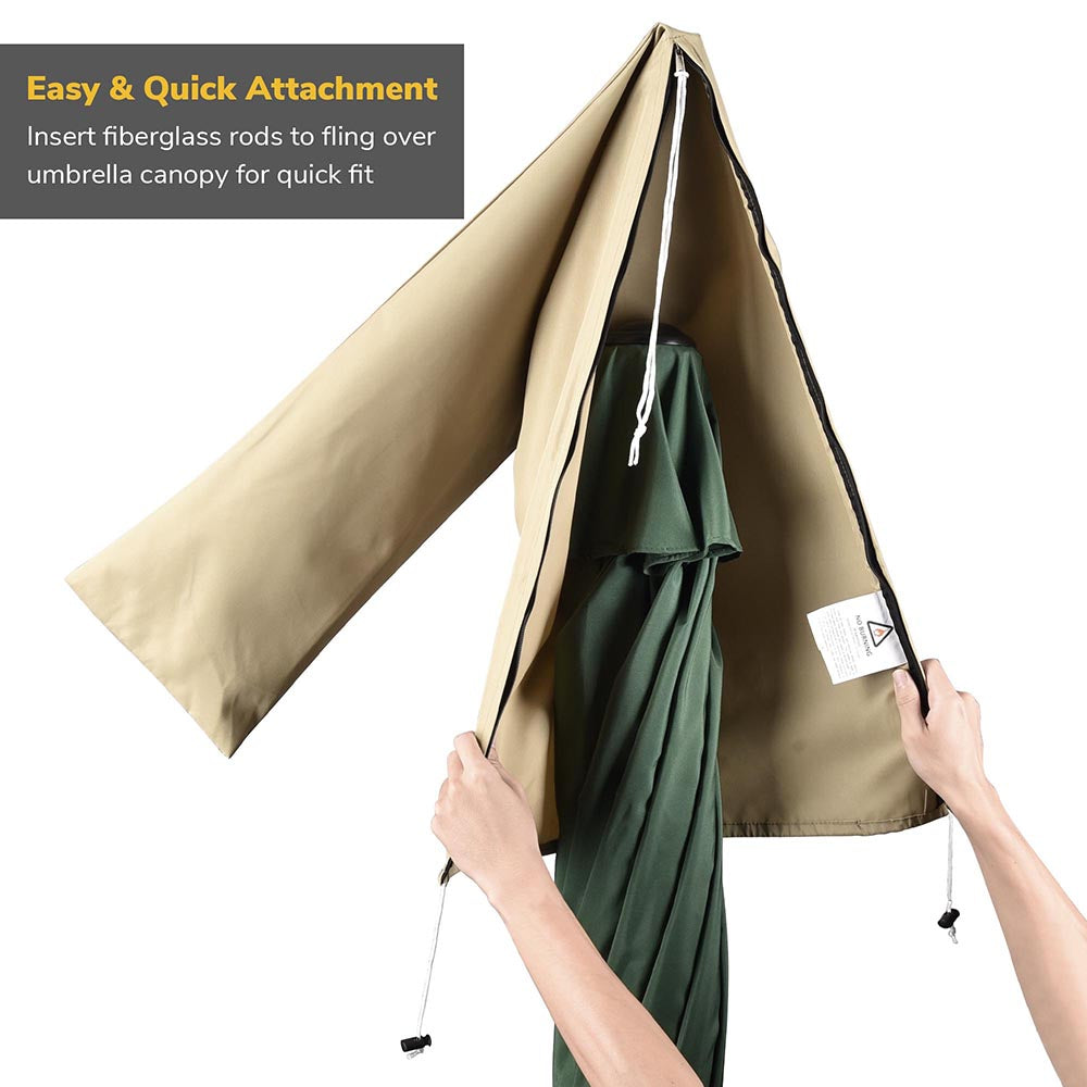 cover for cantilever patio umbrella DIY Outdoor Umbrella Cover w/ Zipper Rod fits for 7' to 13' Umbrellas
