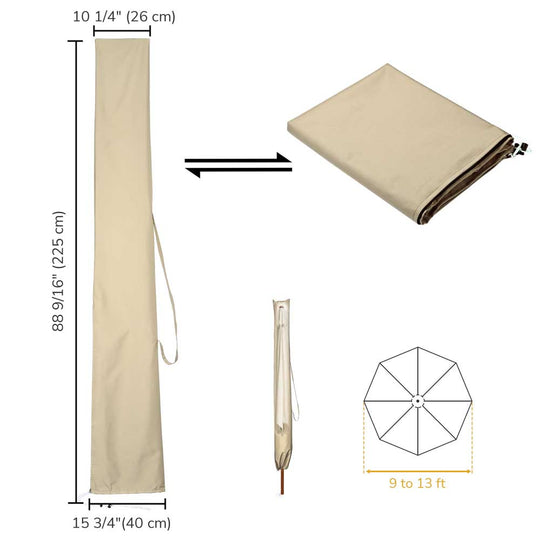 DIY Outdoor Umbrella Cover w/ Zipper Rod fits for 7' to 13' Umbrellas