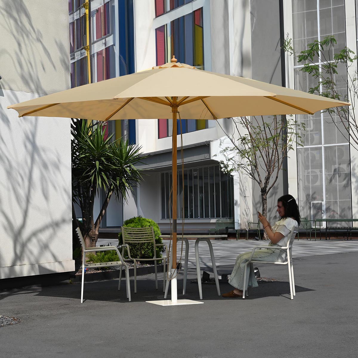 13 foot market patio umbrella outdoor furniture DIY 13 Foot Wooden Patio Umbrella Color Options