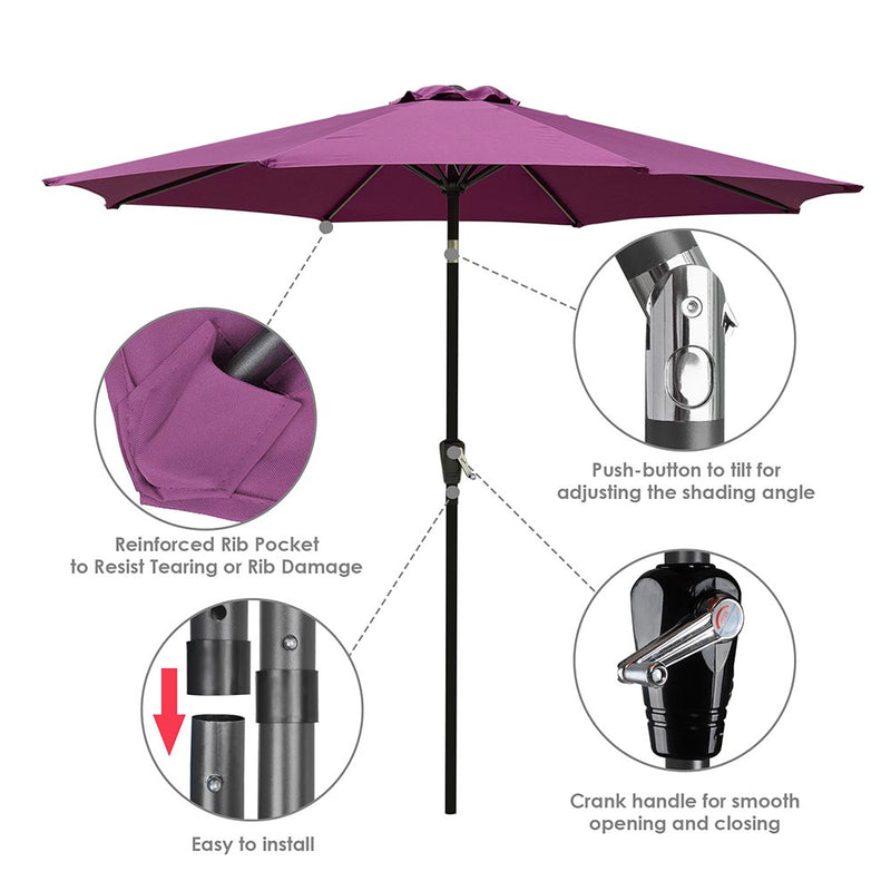 9 Foot Tilting Outdoor Patio Umbrella Color Options
