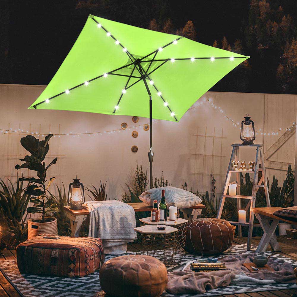 diy umbrella lights patio DIY 10 x 6.5 Foot Patio LED Solar Umbrella Color Options