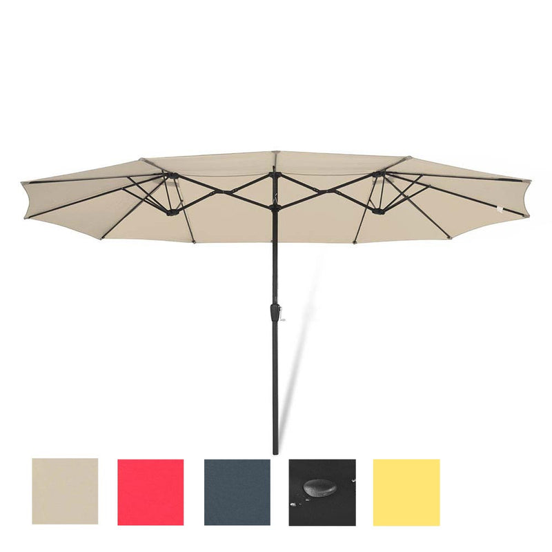 15x9 ft Double-sided Rectangular Patio Umbrella Wind Vents