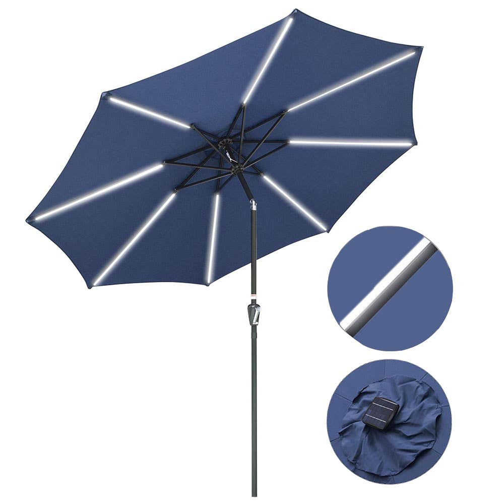 DIY 10 ft Patio Umbrella with Lights Solar Umbrella Tilt 8-Rib DIY 10 ft Patio Umbrella with Lights Solar Umbrella Tilt 8-Rib