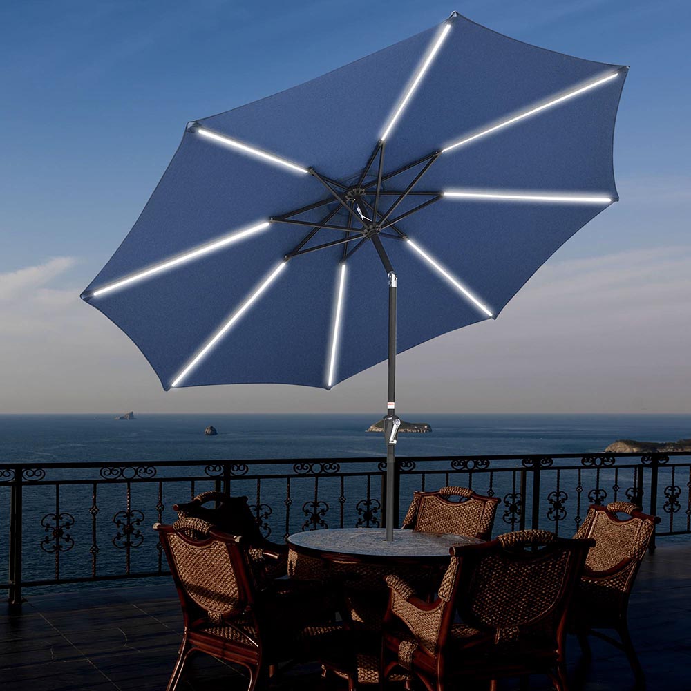 DIY 10 ft Patio Umbrella with Lights Solar Umbrella Tilt 8-Rib DIY 10 ft Patio Umbrella with Lights Solar Umbrella Tilt 8-Rib