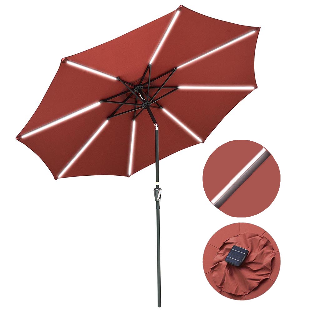 DIY 10 ft Patio Umbrella with Lights Solar Umbrella Tilt 8-Rib DIY 10 ft Patio Umbrella with Lights Solar Umbrella Tilt 8-Rib