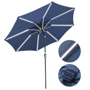 DIY 9 ft Lighted Patio Umbrella Solar Umbrella Tilt 8-Rib