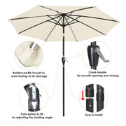 DIY 9 ft Lighted Patio Umbrella Solar Umbrella Tilt 8-Rib