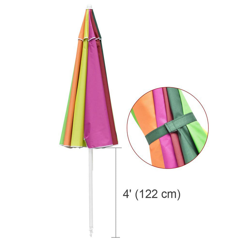 8 ft 12-Rib Beach Umbrella Tilt & Built-in Sand Anchor