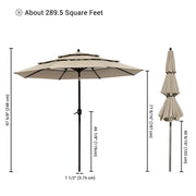 DIY 10 Foot Tilting Outdoor Patio Umbrella 3-Tiered