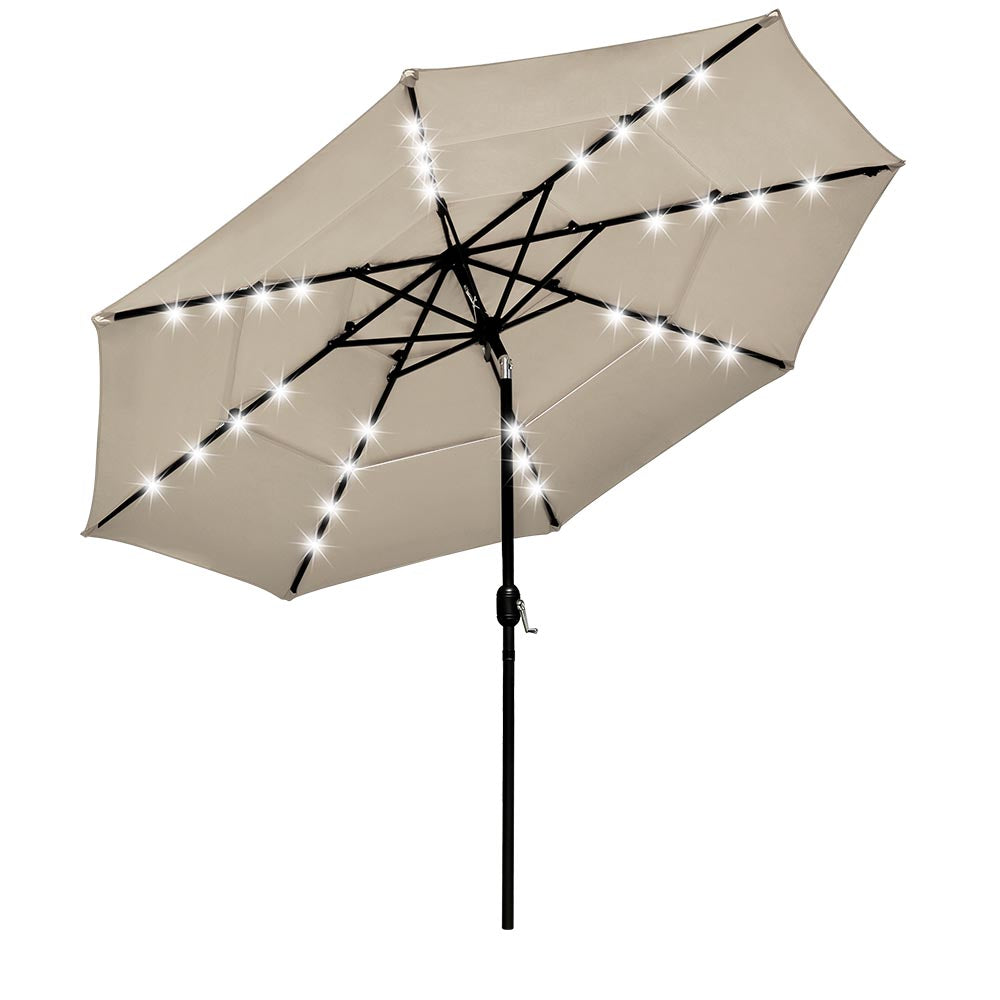 14 tan patio umbrella DIY 10 Foot Tilting Patio Umbrella with Light 3-Tiered