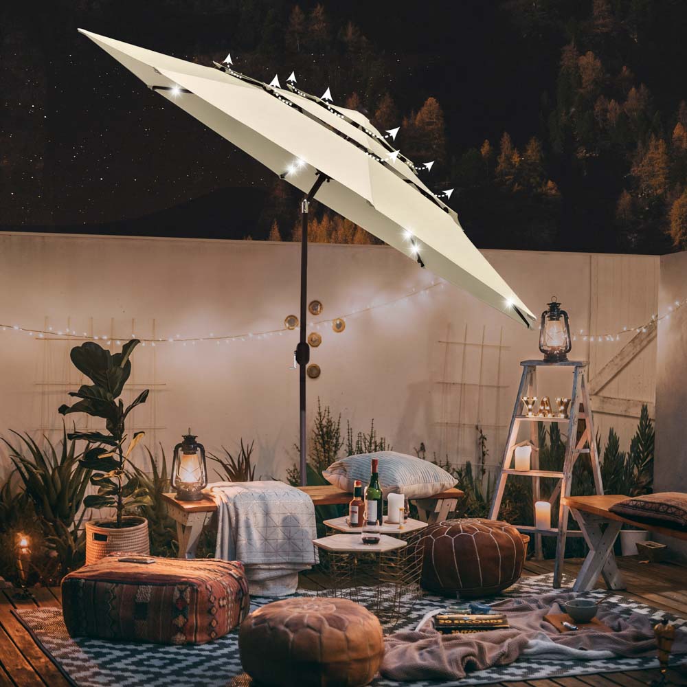 DIY 11 Foot Tilting Patio Umbrella with Light 3-Tiered DIY 11 Foot Tilting Patio Umbrella with Light 3-Tiered