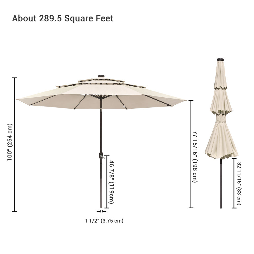 DIY 11 Foot Tilting Patio Umbrella with Light 3-Tiered DIY 11 Foot Tilting Patio Umbrella with Light 3-Tiered
